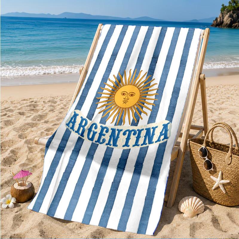 Asciugamano da Spiaggia con Design della Bandiera Argentina, Asciugatura Rapida, Facile da Curare, Adatto Sia per il Fitness che per le Vacanze al Mare, Essenziale per lo Sport