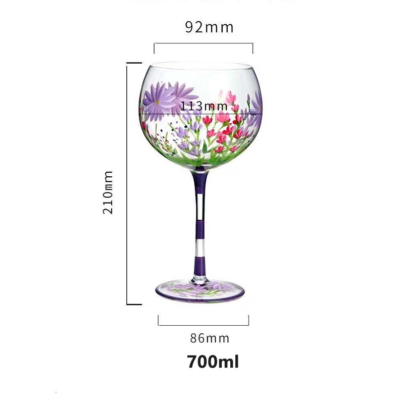 Calice Creativo Dipinto a Mano da 700ml Motivo Fiore di Lavanda Bicchieri da Vino Rosso Bar di Casa Ristorante Articoli per Bevande Tazze da Cocktail per Matrimonio