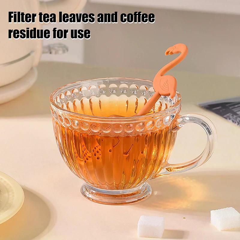 1 Stück Flamingo-förmiger Silikon-Teezubereiter, Teesieb, Kaffeefilter, Multifunktionaler Kaffee-Gewürzfilter