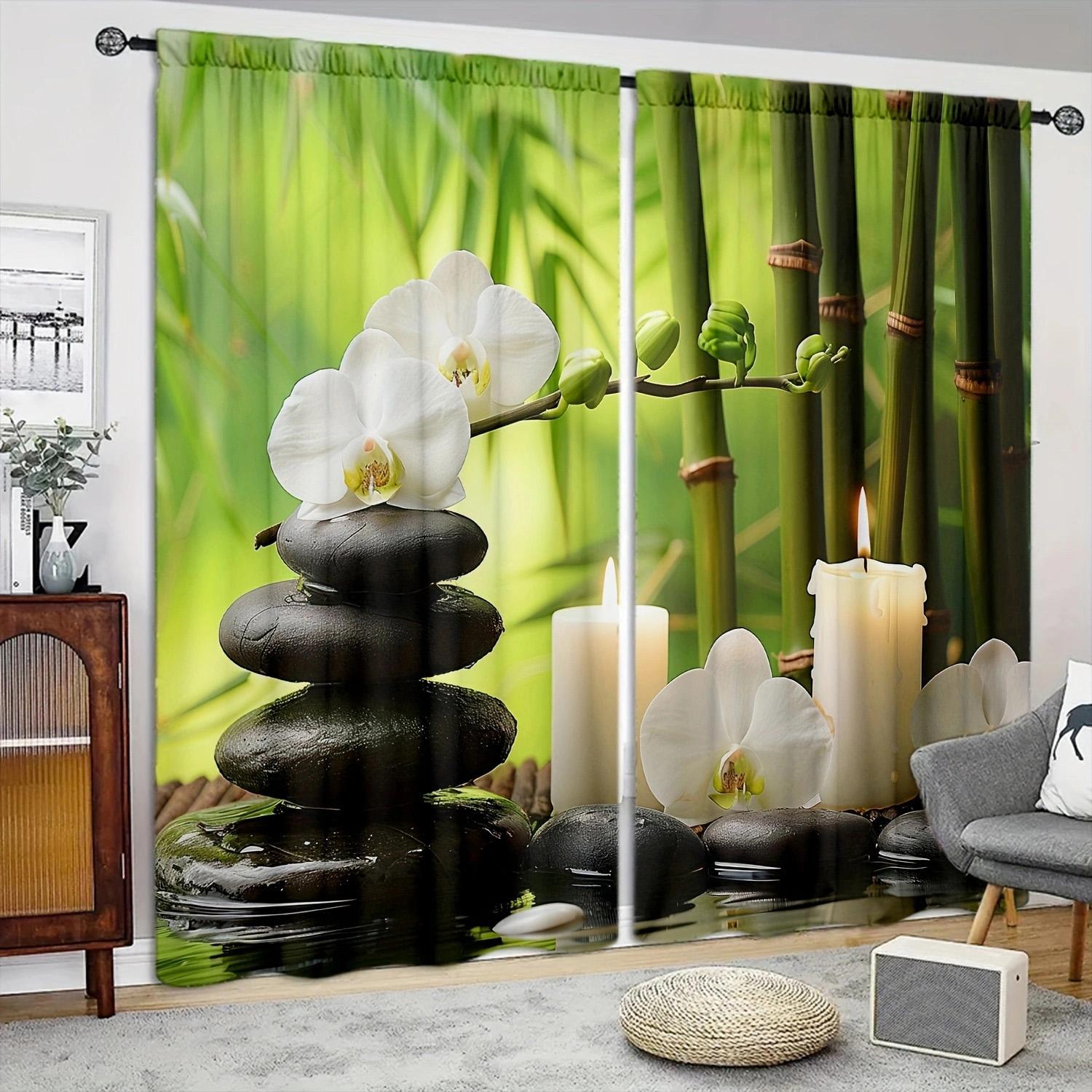 

Zen Sense Printed Curtain Home Decor Window Treatment Bedroom Kitchen Living Room For Made Of Polyester With Rod Pocket W100*H70(CM)-Grommet top&2PCS