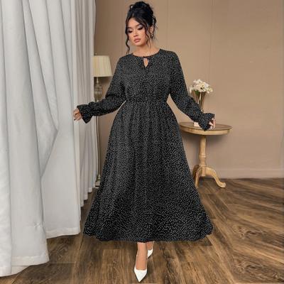 Women Long Dress Polka Dot Print Tulle See Through Mesh Loose Maxi Bow  Collar Waist Belt Ruche Sexy Elegant African Dresses  buy at low prices in  the Joom online store