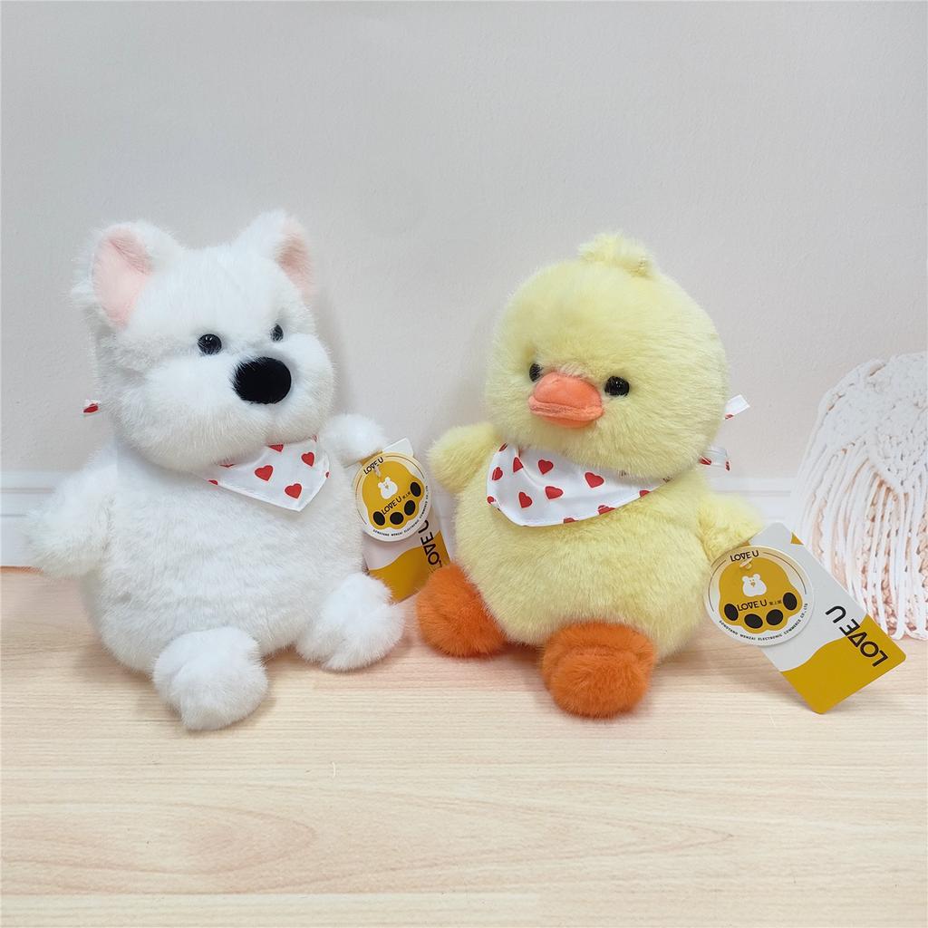 Cute Dundu Series Scarf Duck Plush Toys West Highland Dog Companionship and Comfort Doll Children's Toys