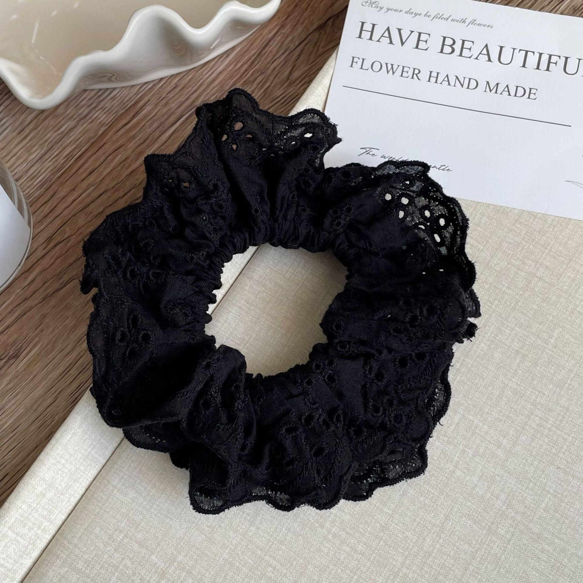 

Винтажная французская кружевная резинка для волос - Резинка-скранчи в сказочном стиле с полым дизайном, девичьим шармом и ретро-флером