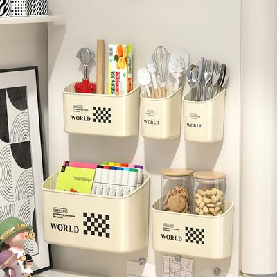 Magnetic Sundries Storage Rack for Refrigerator Side Punch-Free Wall Mounted Kitchen Spice Organization Box Home Adhesive Shelf