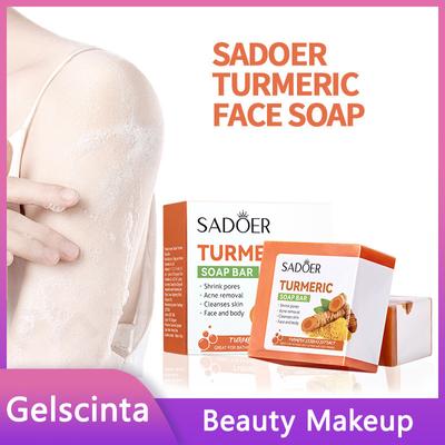 Sapone da bagno SADOER Olio essenziale Sapone fatto a mano Sapone detergente alla curcuma