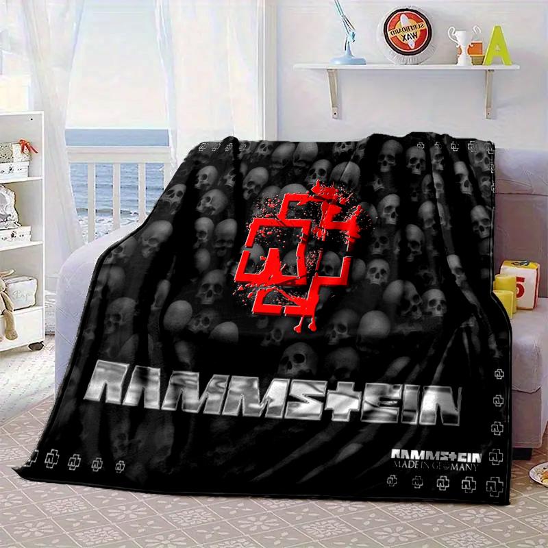 Ramm-stein Skulls And Logo Blanket Flannel Blanket for Bed, Sofa, Camping, Hiking, Picnic Essentials, Gift for Family Fan Gifts