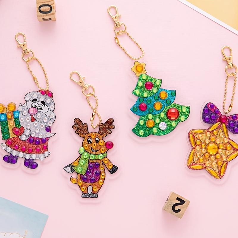 

1 комплект DIY брелок алмазная картина мультфильм рождественская серия размер бриллиант идеально подходит для детской сумки кулон цепь C