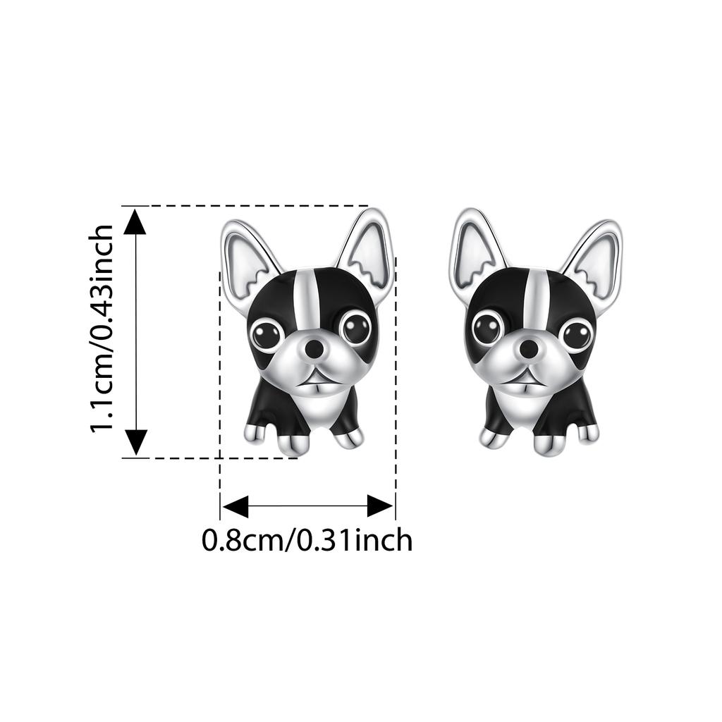 WOSTU 925 Sterling Silver Cute Pet Dog Earrings For Women French Bulldog Labrador Stud Earring Family Daugther Mom Jewelry Gift