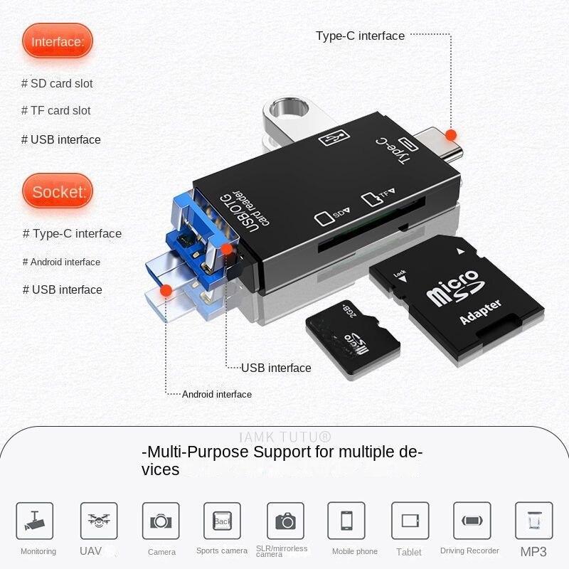 Telefon mobil, cititor de carduri pentru computer, card de memorie, disc U, card SD, card TF conversie multifuncțională, cu interfață tip c, USB, micro