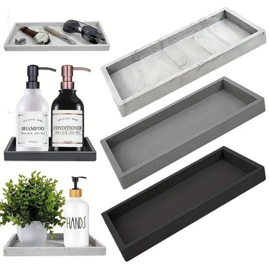 Hand Sanitizer Shampoo Storage Tray Silicone Tray for Bathroom Countertops Jewelry Display Tray for Decorative Storage