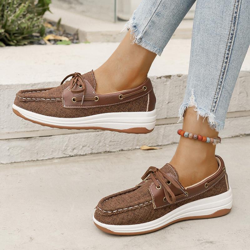 Fashion Plus Size Fashion Lace Up Loafers for Women Lightweight Non Slip Low Top Casual Shoes Woman Spring Autumn Comfort Walking Shoes