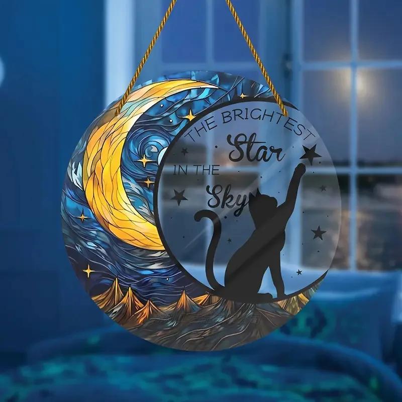 Ramadan Eid Acryl Hängeornament Buntes Kreisförmiges Islamisches Dekor für Zuhause Garten Außen Eid al Fitr Mubarak Fest Geschenk