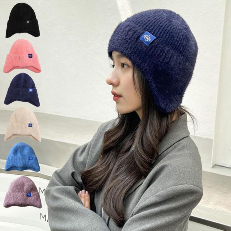 Women s Lovely Knit Winter Earflap Hat 03. Navy