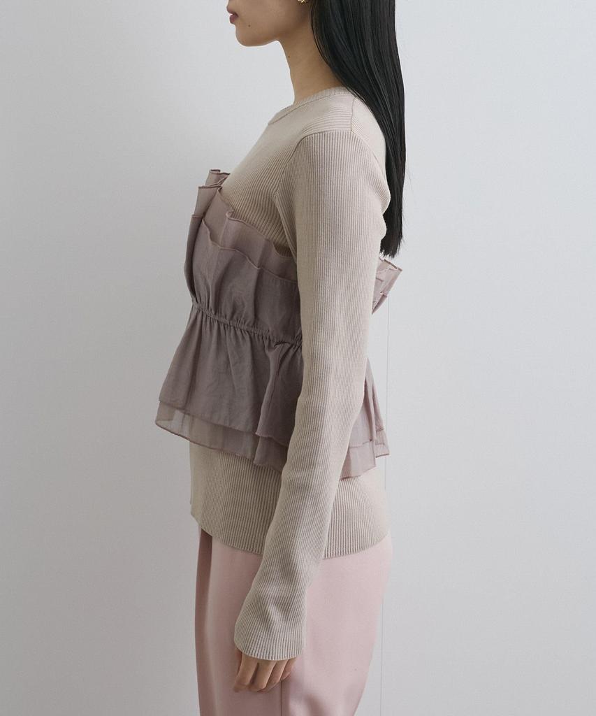 Knit Pullover Light Knit Bustier Docking Pullover for Black Maine [BIS] [Washable] Women, (01)