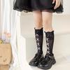 Girls Over The Knee High Socks Retro Stripes Hollow Mesh Cute Bowknot Princess Baby Kids Long Stockings