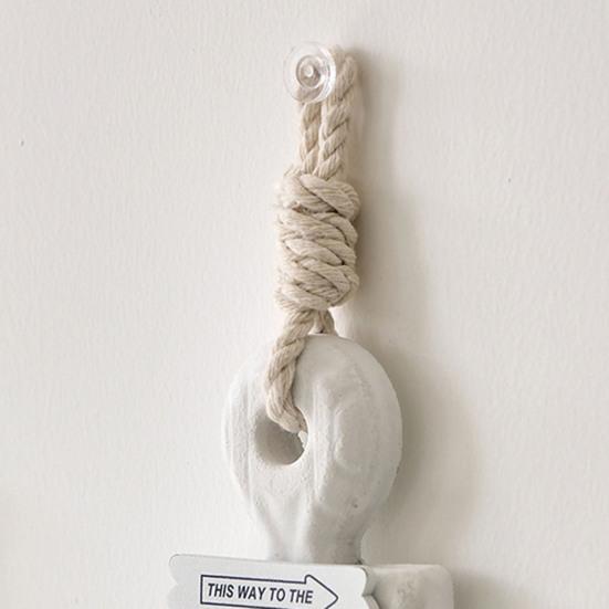 Boat Hook with Lanyard Solid Wood Handmade Blue White Gradient Coastal Decor Symbol Good Luck Boat Hook