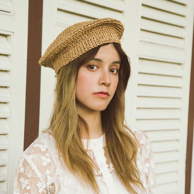 Handmade Retro Straw Beret: Breathable Korean-Style Summer Hat for Women