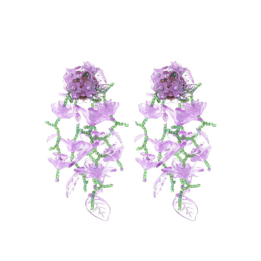 Elegant Long Boho Earrings Exaggerate Big Flowers Floral Earrings Beaded Earrings Party Jewelry