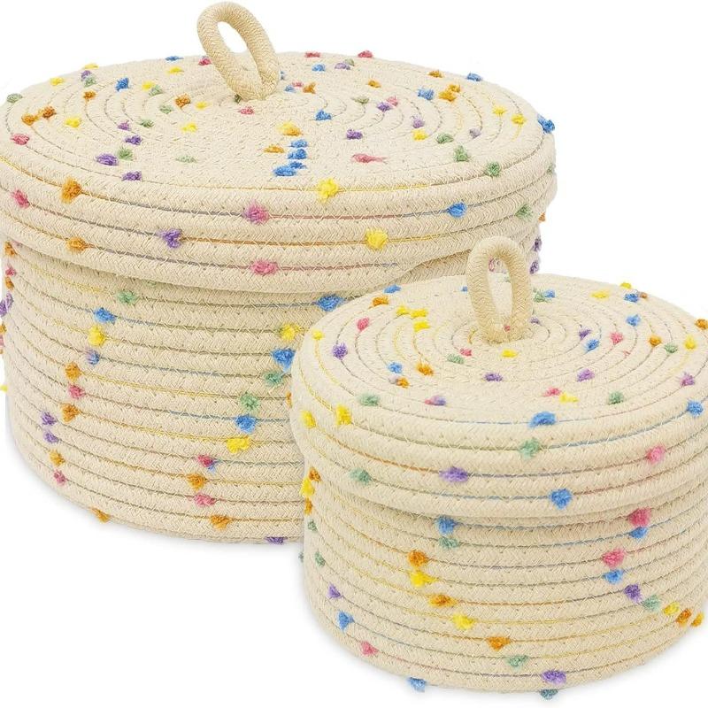 

Color point storage basket woven desktop with lid snack toy storage basket sundries underwear storage key finishing small size 0.37kg
