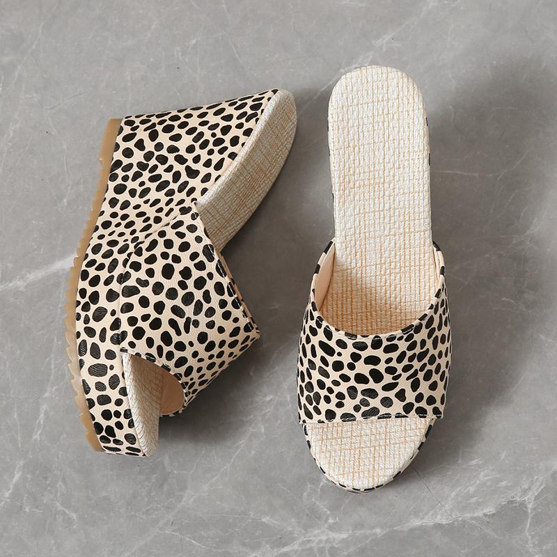 Fashion Slippers Women Heeled Sandals Ladies Shoes Heels Platform One Word Slipper Designer Wedge Suede Large Size Waterproof Summer New