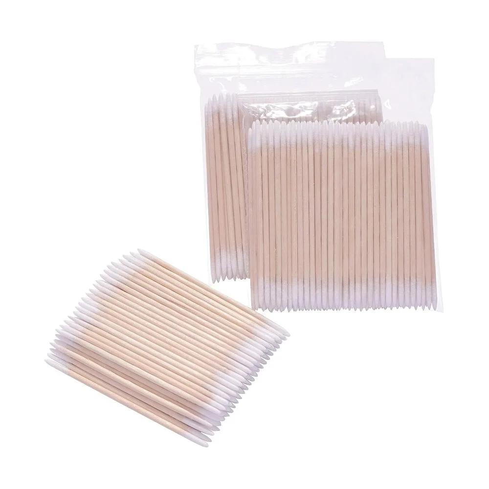 100/300/500/900/1000pcs Double Side Wood Cotton SwabEyelash Sticks  Swabs Nails Ear ToothpicksEye tattooclean,Tattoo accessories