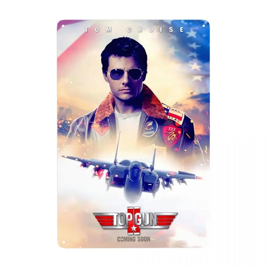 Retro Top Gun Maverick Tom Cruise TV Film Metalen Blikken Bord Rechthoek Aangepaste Borden Plaque Pub Café Tuin Muurkunst Decor