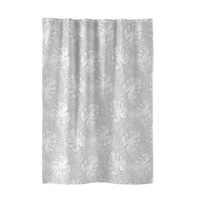 Rideau de douche - EDEN - Feuillage - Gris - 100% polyester - 180 x 200 cm