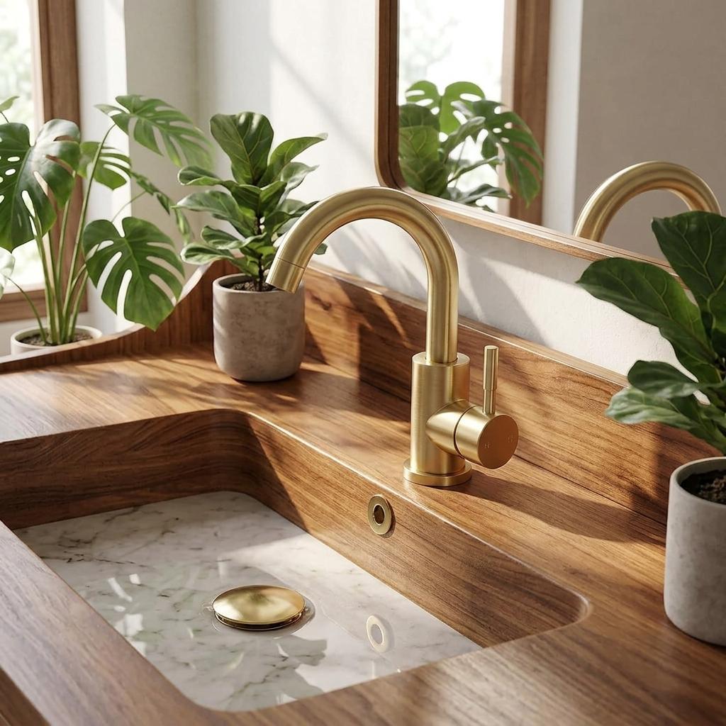 Modern Stainless Steel Brushed Gold Single-hole Handle Ceramic 360-degree Rotate Hot Cold Hotel Kitchen Faucet