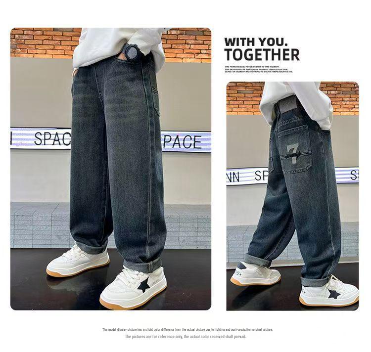 Boys' Stylish Spring/Autumn Jeans - Trendy Casual Long Pants for Medium and Large Kids