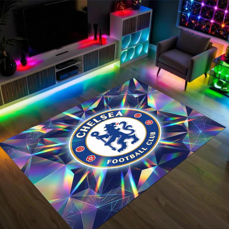 Tappeto in Velluto di Cristallo Design Chelsea FC Accogliente Non?Tappeto Stampato Antiscivolo per Camera da Letto Soggiorno Ingresso