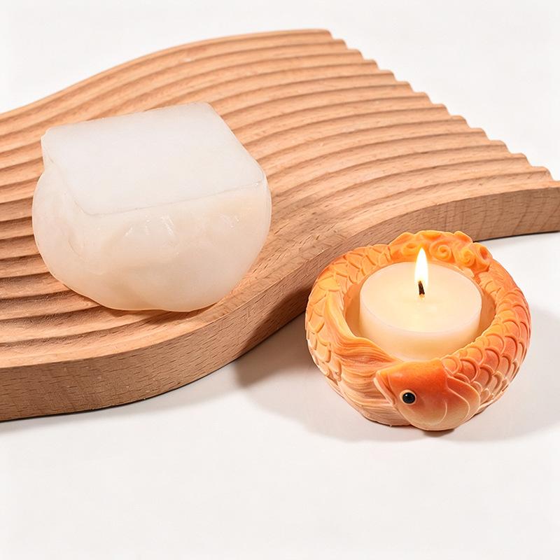 Cute goldfish flowerpot succulent plant flowerpot resin silicone mold carp storage box candle cup gypsum mold