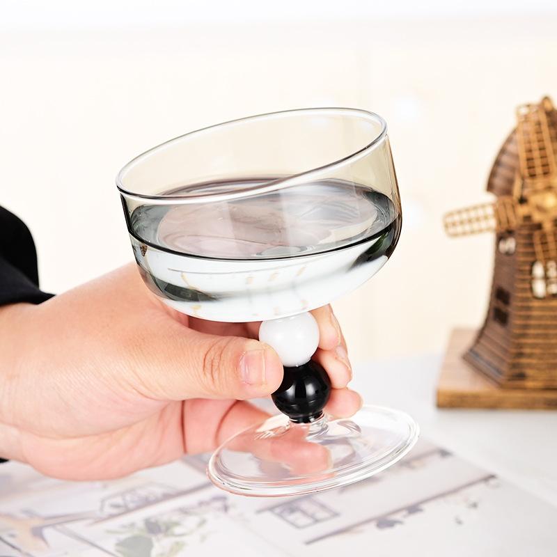 Colored borosilicate glass Household heat-resistant goblet Restaurant ice cream cup Dessert cup Contrasting glass