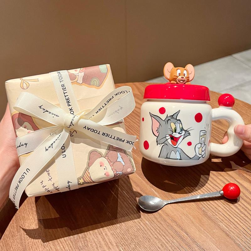 Cat and Mouse Joint Ceramic Mug Boys and Girls Birthday Gift Large Capacity Drinking Cup Couple Birthday Gift