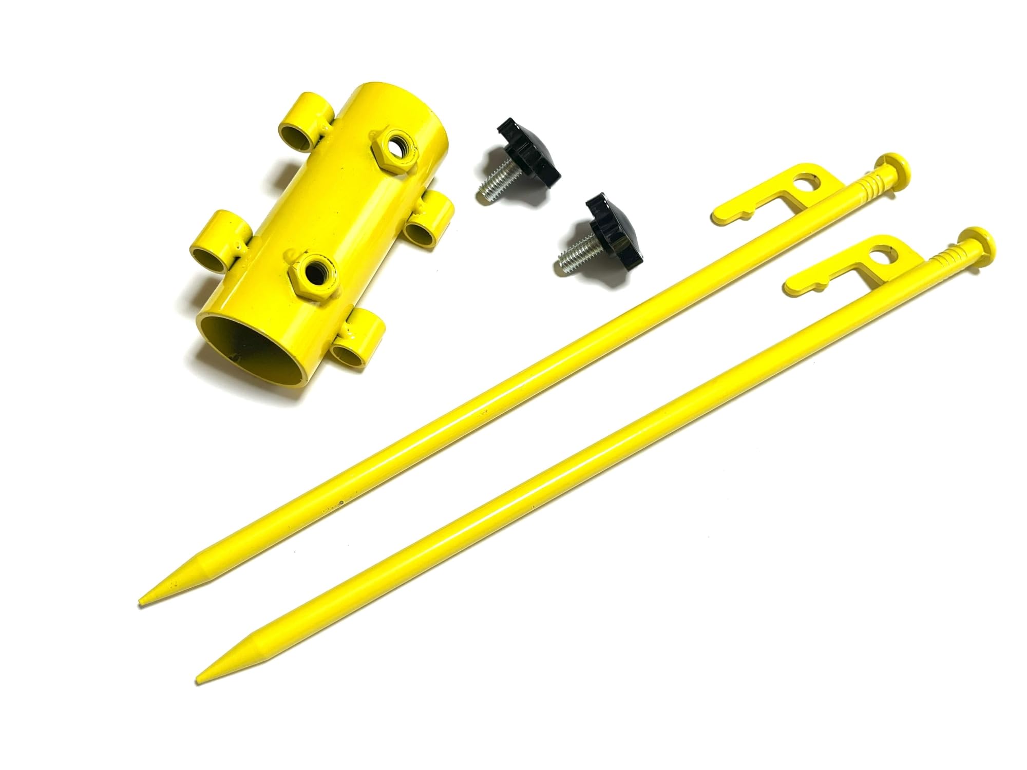 

Tent pole fixing hardware, color holder, 1 piece + 2 steel pegs (30cm), set for canopy pole fixing (yellow)