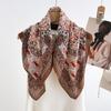 New Printed Cashew Retro Artistic Herringbone Pattern Cotton Linen Scarf Small Square Versatile Spring Autumn Thin Headscarf