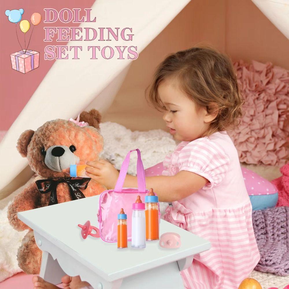 Play House Baby Bottle Pacifier Toy With Storage Bag Doll Feeding Bottle Doll Feeding Set Kids Toy