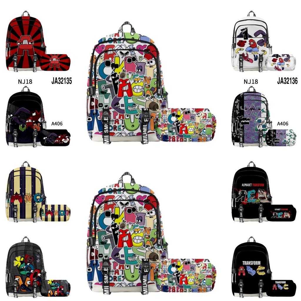 Alphabet Lore Legend Schoolbag Backpack W/ Zipper Double Layer Pen Bag Two-piece