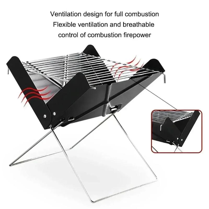 Portable Barbecue Charcoal Grill, Folding Notebook Shape Grill, Removable Folding, Suitable for Camping, Patio, Outdoor
