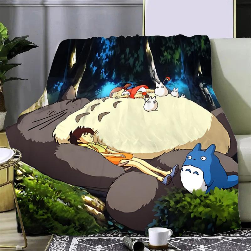 Cartoon Printed Blanket Picnic Blankets Warm Blanket Soft and Comfortable Blanket T-TotoroS Home Travel Birthday Gift
