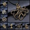 Animal Black Leather Necklace Elephant Wolf Dragon Horse Gecko Lizard Pendant Necklace For Women Men Boy Girls