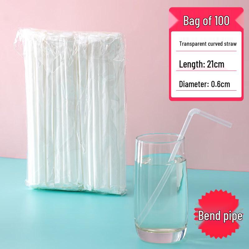 ZISIZ Individually Wrapped Disposable Bendable Plastic Straws
