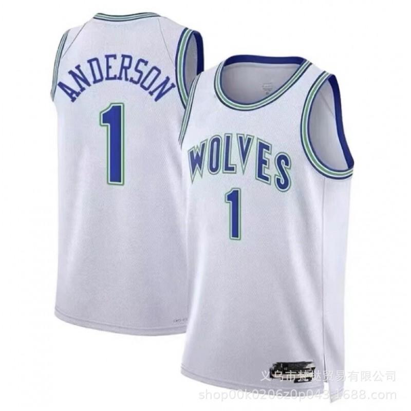 Męska Koszulka do Koszykówki Minnesota Timberwolves Edwards 5 Towns 32 Wiggins 1 Dekolt V Bez Rękawów Bawełniana Koszulka Sportowa