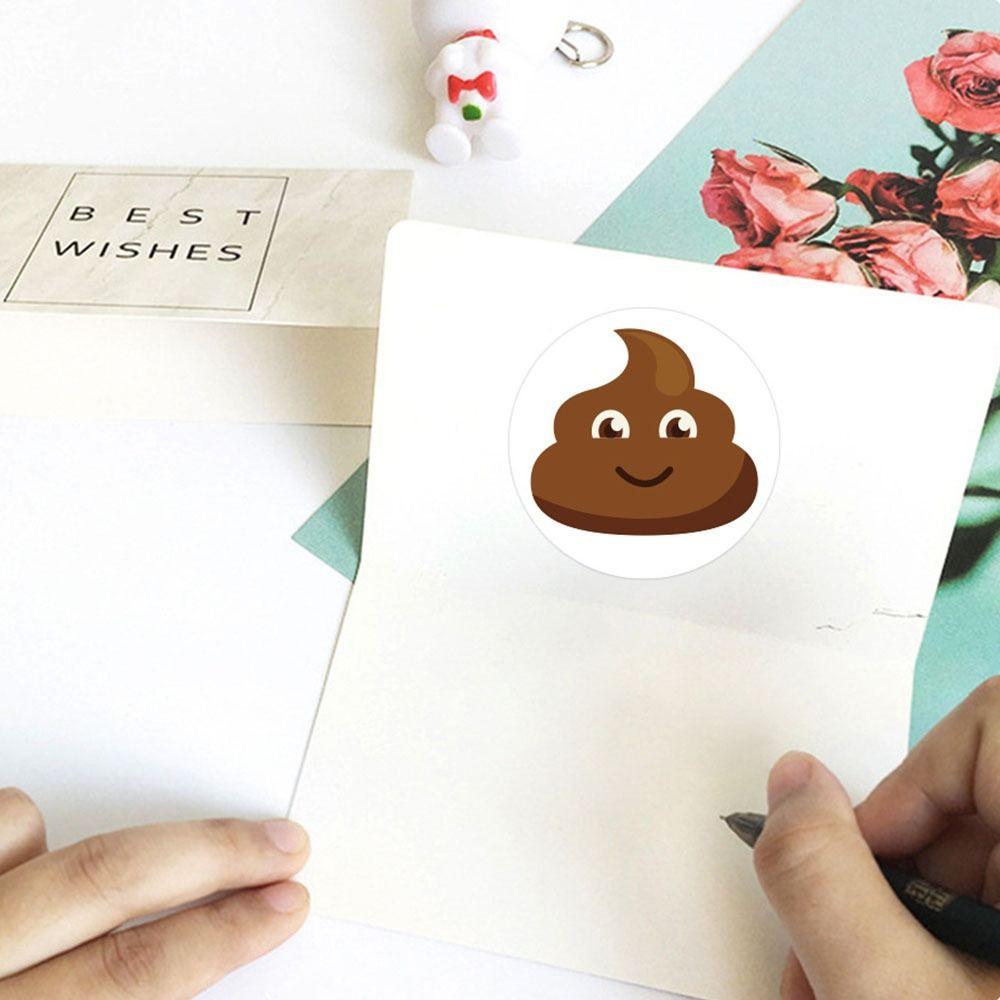 500pcs Kids Toys Self-adhesive Poop Emoticons Sticker Seal 1inch Stationery Sticker Funny Reward Sticker Teacher