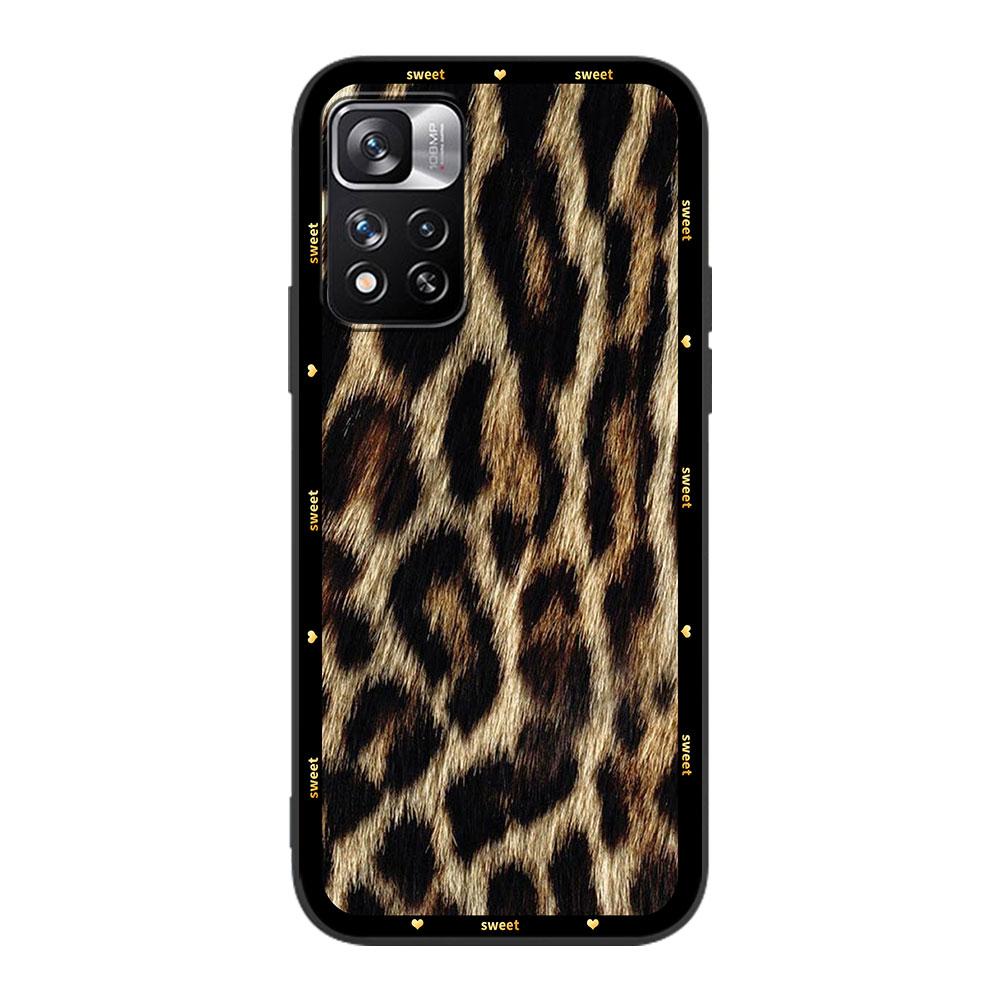 Case for Xiaomi Redmi Note 12 9S 8 10 11 Pro 10C 9C 9A 8T 8A 10S 11T 11E 9T 9i Black Silicone Phone Cover Animal Leopard Print