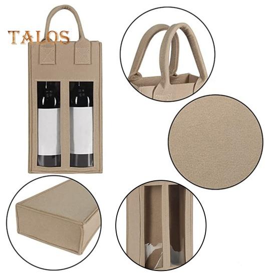 Double Wine Carrier Bag with Portable Handle Shockproof Heavy Duty Felt Reusable Wine Champagne Beer Bottle Tote Handbag Gift