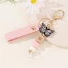 Personalized PU Leather Birthday Flower Name Keychain Pendant