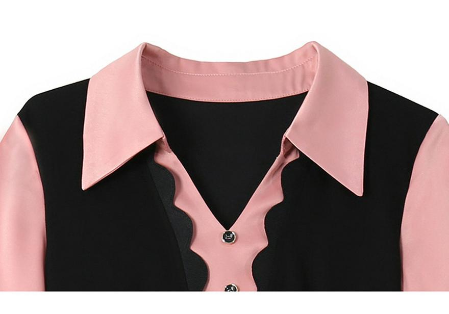 Color-Block Chic Plus Size Two-Piece Look Dress - Short Sleeve Summer Fashion for Women