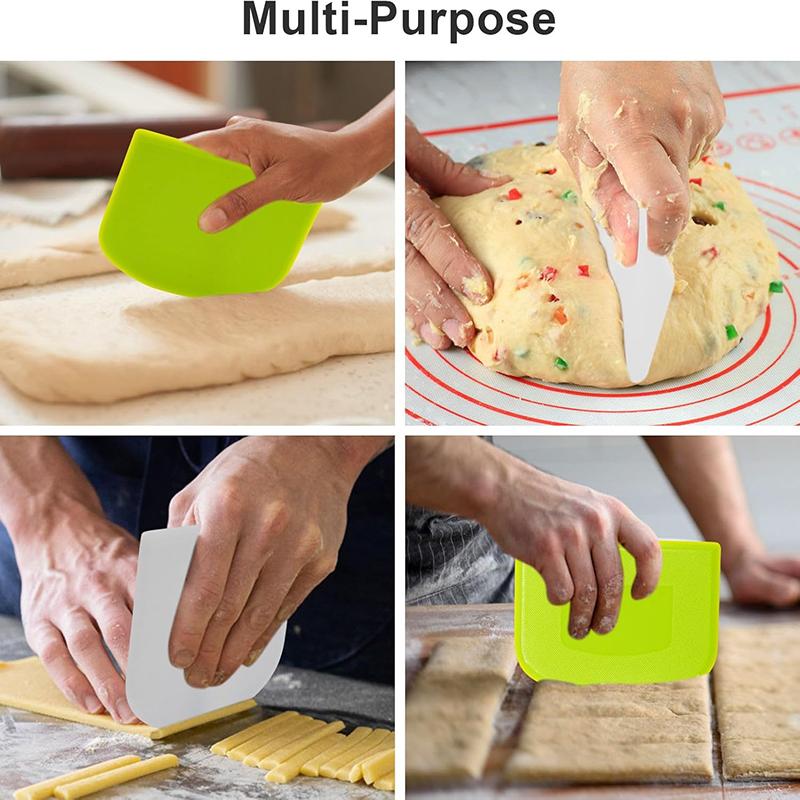 3Pcs Dough Scraper Set Plastic Dough Cutter Cake Cream Scraper Dough Cutting Knife Cake Spatula Cake Decorating Tool Baking Tool