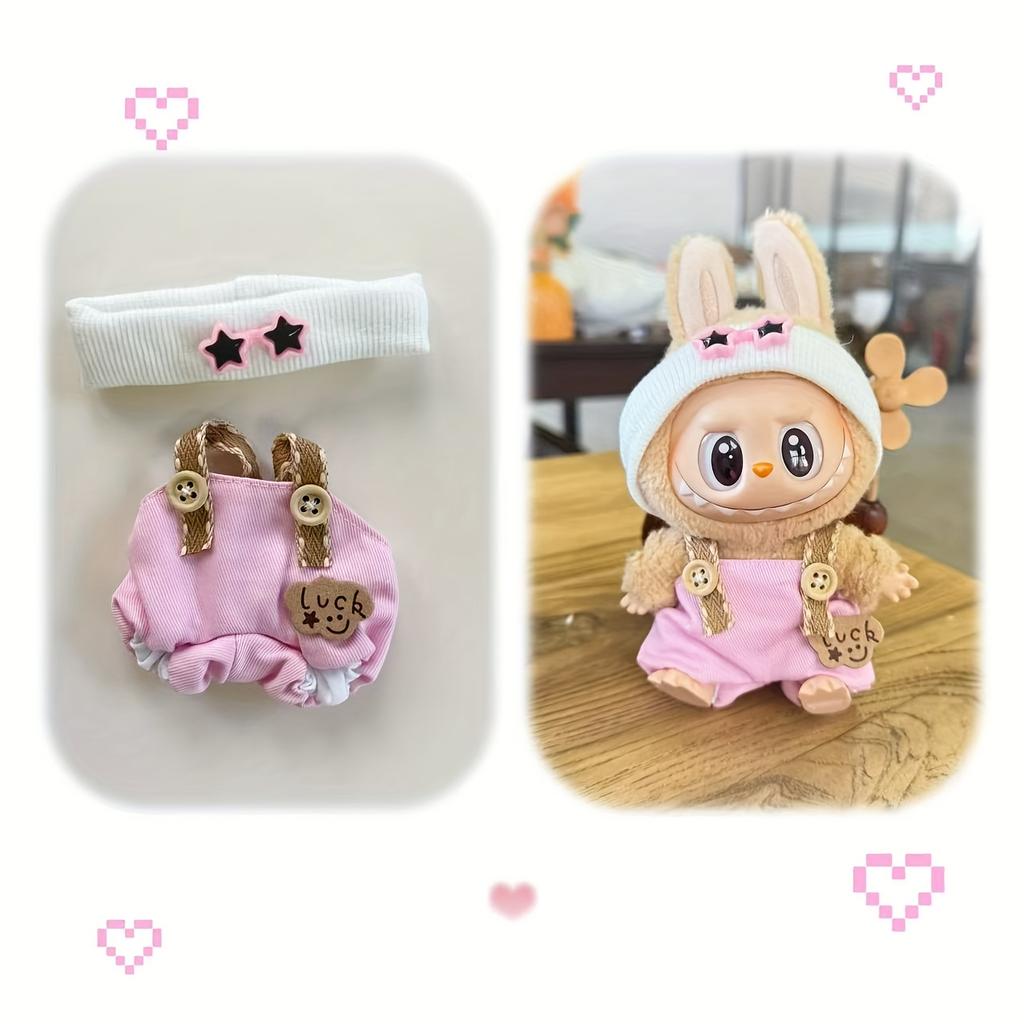 1 set Labubu Plush Doll Accessories - Starry Eye Backpacks, Hats, and Cute Outfits for Festive Gift Boxes, Durable Polyester