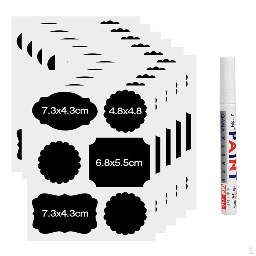 60x Blackboard Chalk Board Stickers Kitchen Jar Tags Removable Pantry Labels